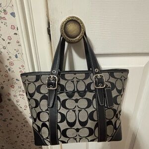 Coach Black and Tan Signature Tote